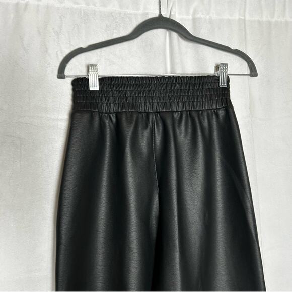Zara Black Faux Leather Relaxed Loose Fit Elastic Waist Size XS - Picture 5 of 6